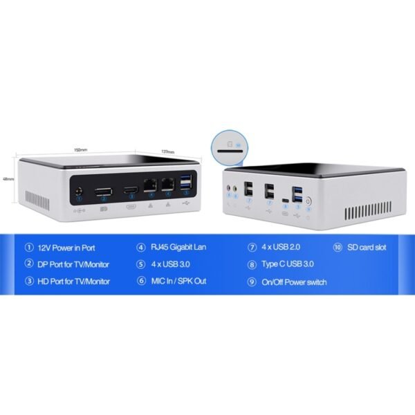 HYSTOU M3 Windows / Linux System Mini PC, Intel Core i7-10610U 4 Core 8 Threads up to 4.9GHz, Support M.2, 32GB RAM DDR4 + 1TB SSD - Image 11